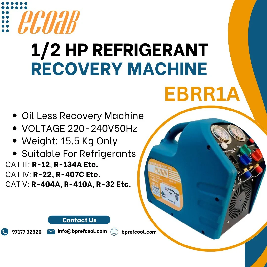 REFRIGERANT RECOVERY MACHINE  (1/2 HP OIL LESS ) BRAND ECOAB MODEL (EBRR 1A) - Image 2
